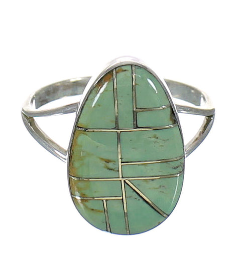 Southwest Sterling Silver Turquoise Inlay Ring Size 5-1/4 MX62082